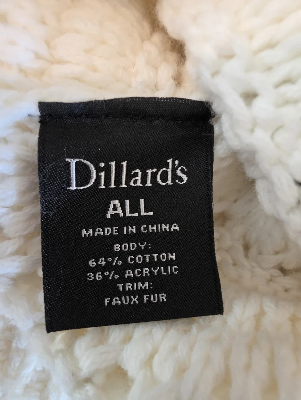 Dillard's Ivory Knit Faux Fur Pom-Pom Beanie